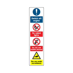 Switch Off Engine, No Naked Lights, No Phones (fuel Station Safety) - Portrait Sign GS037 GS PT3