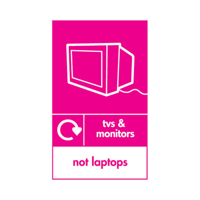 TVs & Monitors Recycling Icon - Not Laptops - Portrait Sign ER049 ER PT2