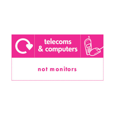 Telecoms & Computers Icon & Recycling (v1) - Not Monitors - Landscape Sign ER129 ER LN2