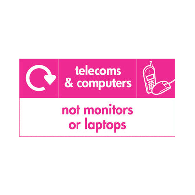 Telecoms & Computers Icon & Recycling (v1) - Not Monitors Or Laptops - Landscape Sign ER127 ER LN2