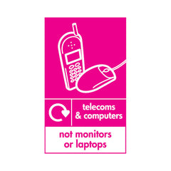 Telecoms & Computers Recycling Icon - Not Monitors Or Laptops V1 - Portrait Sign ER046 ER PT2