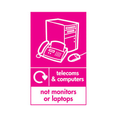 Telecoms & Computers Recycling Icon - Not Monitors Or Laptops V2 - Portrait Sign ER048 ER PT2