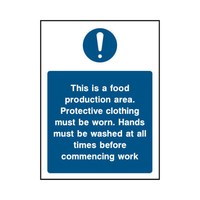 This Is A Food Production Area. Protective Clothing Must Be Worn. - Portrait Sign FPH014 FPH PT1