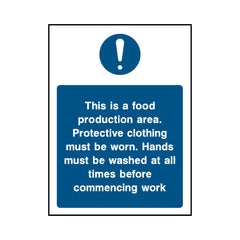 This Is A Food Production Area. Protective Clothing Must Be Worn. - Portrait Sign FPH014 FPH PT1