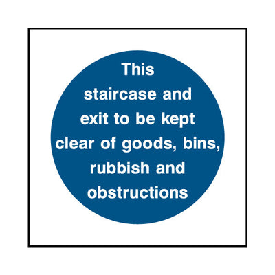 This Staircase And Exit To Be Kept Clear - Square Sign FP001 FP SQ1