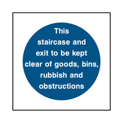 This Staircase And Exit To Be Kept Clear - Square Sign FP001 FP SQ1