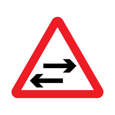 Two-way Traffic Crosses One-way Road (UK Traffic) - Landscape Sign UKT010 UKT LN1