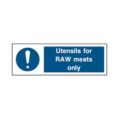 Utensils For Raw Meats Only - Landscape Sign FPH056 FPH LN3