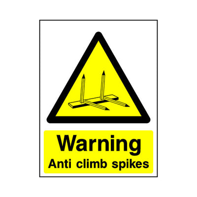 Warning - Anti Climb Spikes - Portrait Sign - PT1 CN030 CN