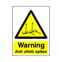 Warning - Anti Climb Spikes - Portrait Sign - PT1 CN030 CN