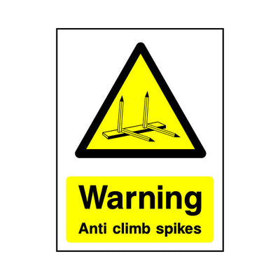 Warning - Anti Climb Spikes - Portrait Sign GW091 GW PT1