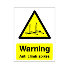 Warning - Anti Climb Spikes - Portrait Sign GW091 GW PT1