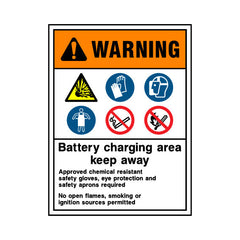 Warning - Battery Charging Area - Keep Away - Portrait Sign GS039 GS PT1