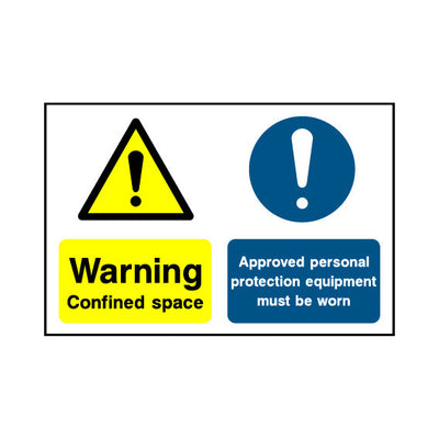 Warning - Confined Space - Approved Personal Protection Equipment Must Be Worn - Landscape Sign MTP016 MTP LN1