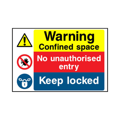 Warning - Confined Space - No Unauthorised Entry - Keep Locked - Landscape Sign MTP019 MTP LN1