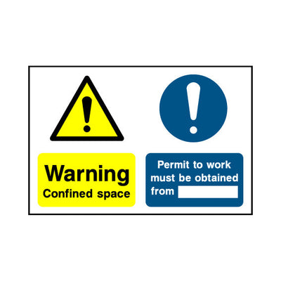Warning - Confined Space - Permit To Work Must Be Obtained From - Landscape Sign MTP018 MTP LN1
