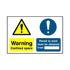 Warning - Confined Space - Permit To Work Must Be Obtained From - Landscape Sign MTP018 MTP LN1