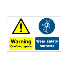 Warning - Confined Space - Wear Safety Harness - Landscape Sign MTP017 MTP LN1