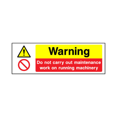 Warning - Do Not Carry Out Maintenance Work On Running Machinery - Landscape Sign MTP040 MTP LN3
