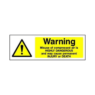 Warning - Misuse Of Compressed Air Is Highly Dangerous - Landscape Sign - LN3 CD029 CD
