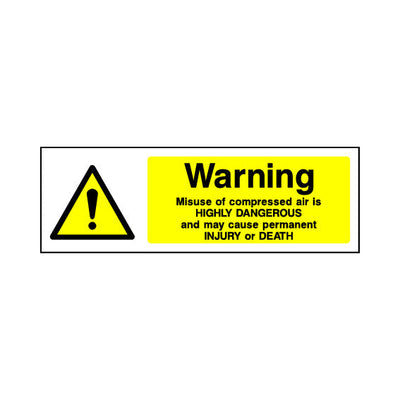 Warning - Misuse Of Compressed Air Is Highly Dangerous - Landscape Sign v3 GS006 GS LN3