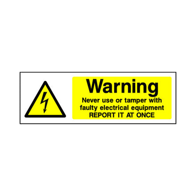 Warning - Never Tamper With Faulty Electrical Equipment - Landscape Sign EH030 EH LN3