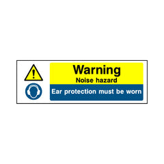 Warning - Noise Hazard - Ear Protection Must Be Worn - Landscape Sign MTP014 MTP LN3