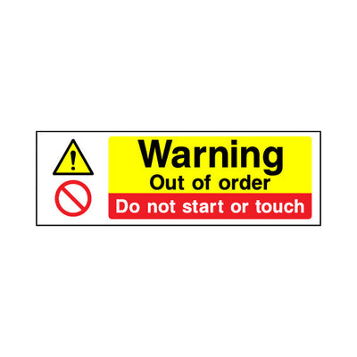 Warning - Out Of Order - Do Not Start Or Touch - Landscape Sign MTP042 MTP LN3