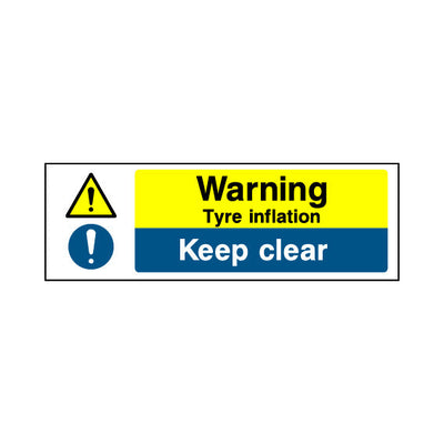 Warning - Tyre Inflation - Keep Clear - Landscape Sign GS007 GS LN3