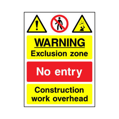 Warning Exclusion Zone - No Entry - Portrait Sign - PT1 CN126 CN