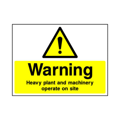 Warning Heavy Plant And Machinery Operate On Site - Landscape Sign - LN1 CN100 CN