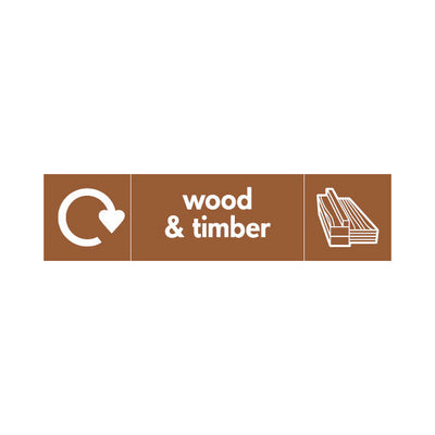 Wood & Timber With Alternative Icon & Recycling Symbol - Landscape Sign - LN3 BMR020 BMR
