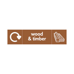 Wood & Timber With Alternative Icon & Recycling Symbol - Landscape Sign - LN3 BMR020 BMR