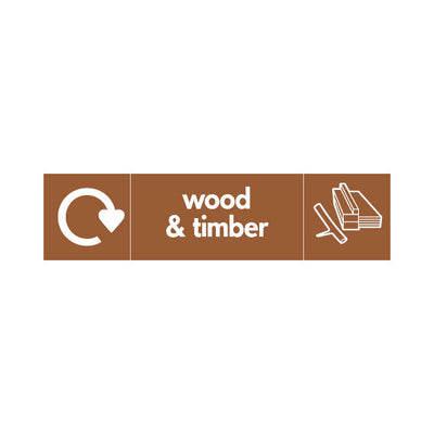 Wood & Timber With Icon & Recycling Symbol - Landscape Sign - LN3 BMR019 BMR