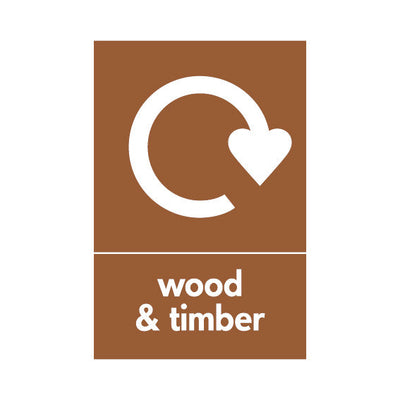 Wood & Timber With Recycling Symbol - Portrait Sign - PT1 BMR026 BMR