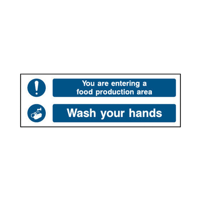 You Are Entering A Food Production Area - Wash Your Hands - Landscape Sign FPH053 FPH LN3