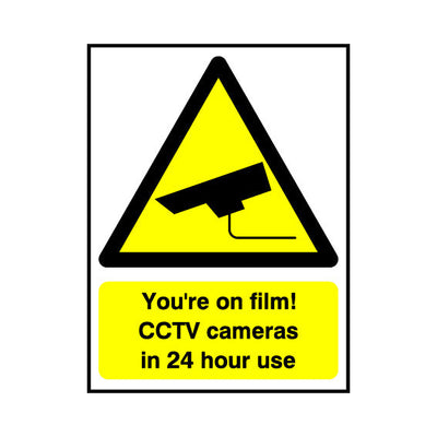 You're On Film! CCTV Cameras In 24 Hour Use - Portrait Sign S043 SE PT1