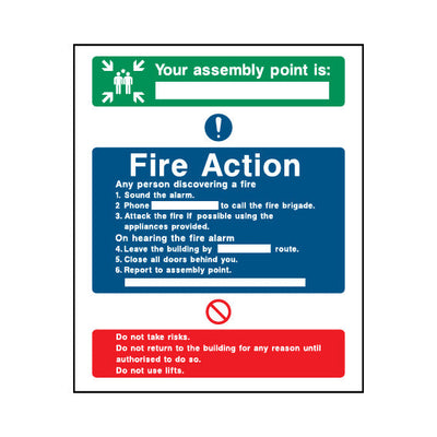 Your Assembly Point Is & Fire Action - Portrait Sign FA008 FA PT1