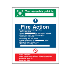 Your Assembly Point Is & Fire Action - Portrait Sign FA008 FA PT1