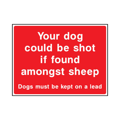 Your Dog Could Be Shot If Found Amongst Sheep - Landscape Sign - LN1 CA102 CA