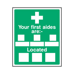 Your First Aiders Are Located - Portrait Sign  FAD009 FAD PT1