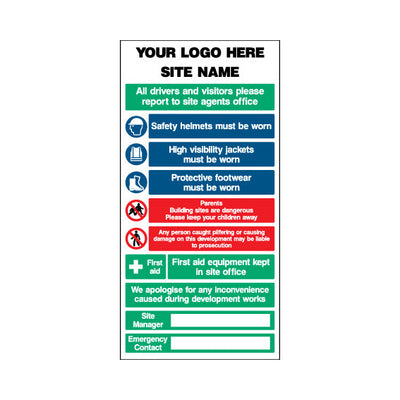 Your Logo Here & Site Name - Main Entrance Site - Portrait Sign - PT2 CN122 CN
